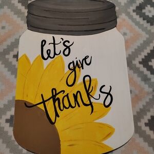 Decorative Sunflower Sign with 'Let's Give Thanks'